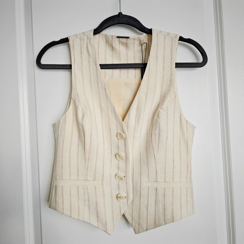 Elie Tahari Cream Striped Vest